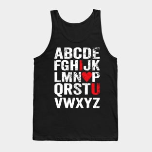 ABC Boys Alphabet I Love You Valentines Day Teacher Tank Top